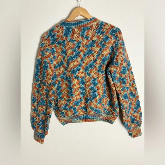 Stella Pardo Paris Kusi Fiorella Multicolor Hand Knit Alpaca Wool Jumper Sweater - Picture 3 of 8